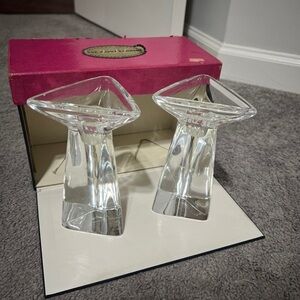 Val Saint Lambert Tricorne Crystal Glass Candle Holder